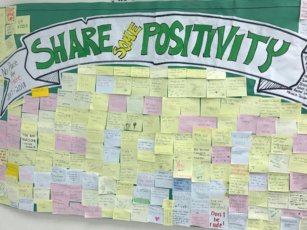 Members of the No Place for Hate Club at Cutler Bay High School created a poster of positive messages from their peers for Inspire Kindness Day.