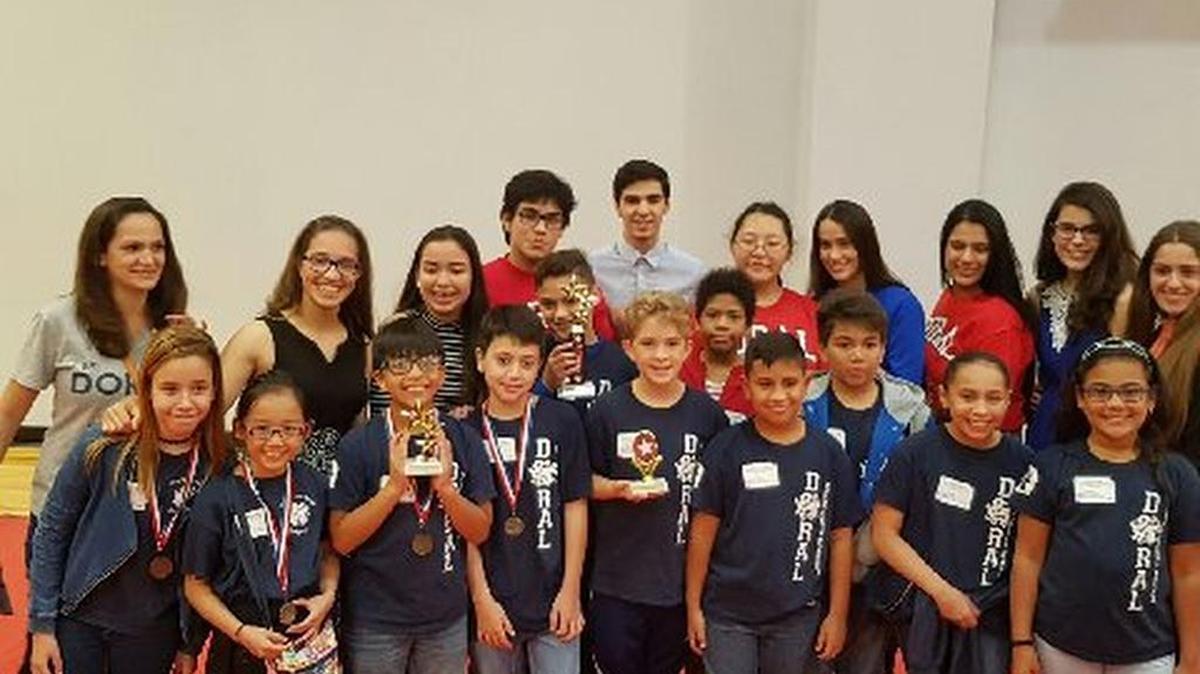 Doral Academy Preparatory School’s Mu Alpha Theta Math Honor Society hosted a math competition for Miami-Dade fourth- and fifth-graders. The academy’s elementary students placed first in the fifth-grade team division and second on the inter-school test.