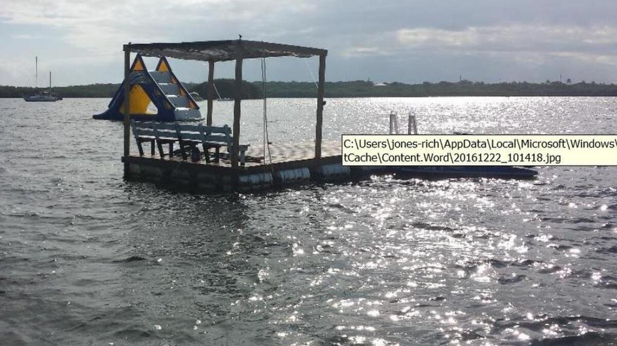 An unapproved floating structure in Buttonwood Sound off Key Largo, cited as a navigational hazard.