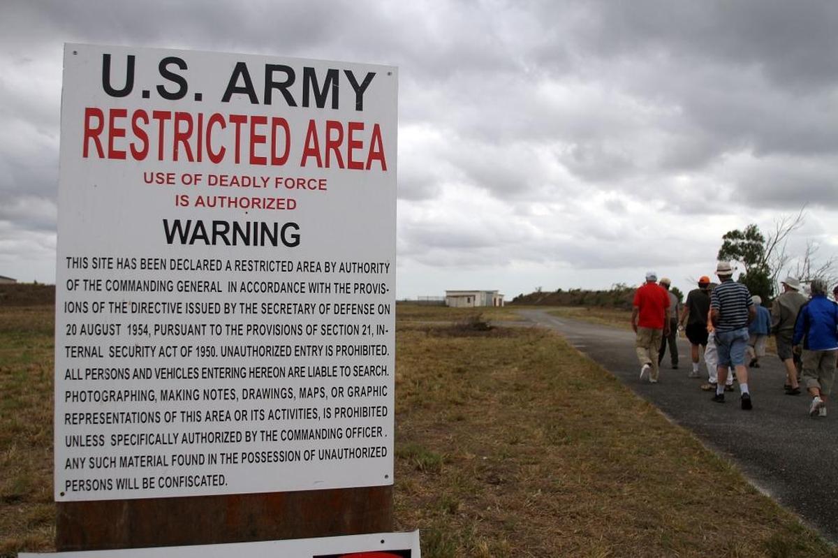 File photo from Jan. 24, 2011, shows the front gate area of the HM-69 Nike Missile Base, located inside Everglades National Park. As part of the federal government shutdown, the missile base is closed.