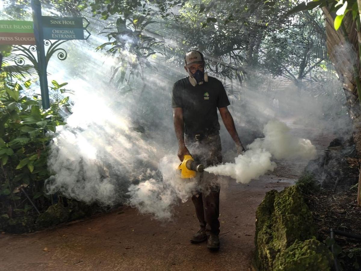 Fran Middlebrooks, a groundskeeper at Pinecrest Gardens, used a blower to spray pesticide during a 2016 outbreak of Zika in Miami-Dade County.