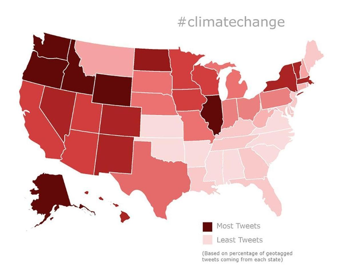 An analysis of a month’s worth of tweets reveal that Floridians don’t talk about climate change on Twitter anywhere near as much as their counterparts in the Pacific Northwest.
