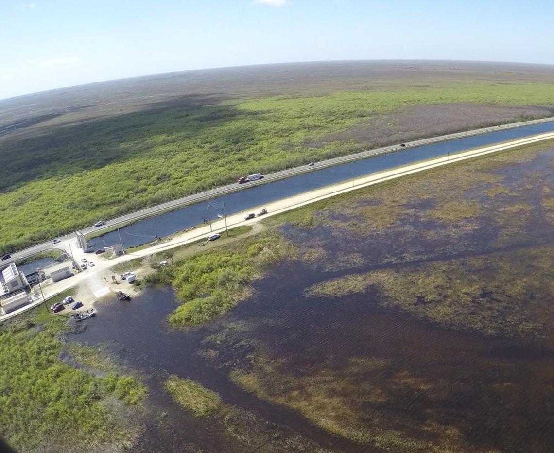 Record early wet season rain has prompted water managers to begin moving water out of flooded water conservation areas north of the Tamiami Trail, shown here during last year’s high water emergency, and into Everglades National Park.