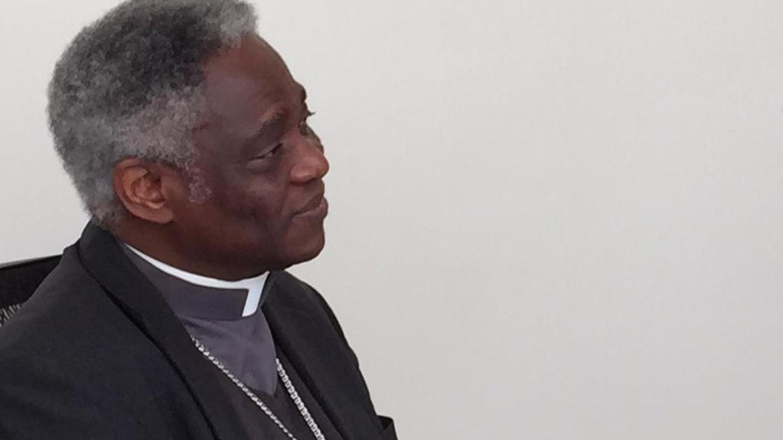 Cardinal Peter Turkson, Pope Francis’s chief advisor on climate change and considered a contender for next pope, spoke at St. Thomas University on Friday.