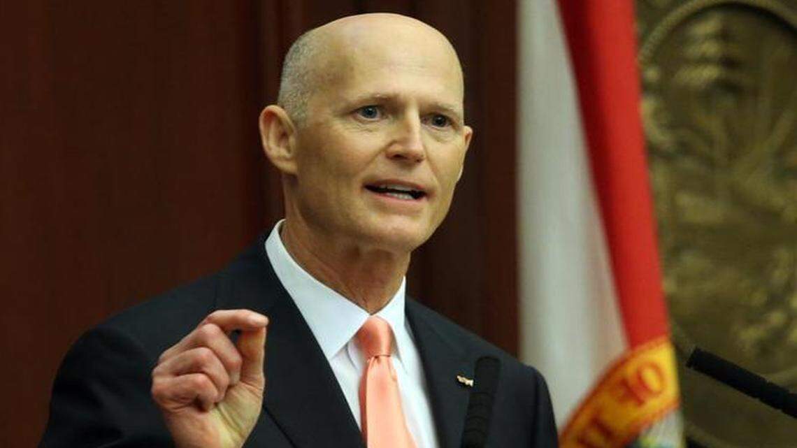 
Florida Gov. Rick Scott delivers his state of the state speech on the opening day to a joint session of the legislature on Tuesday, March 3, 2015, in Tallahassee, Fla. 
