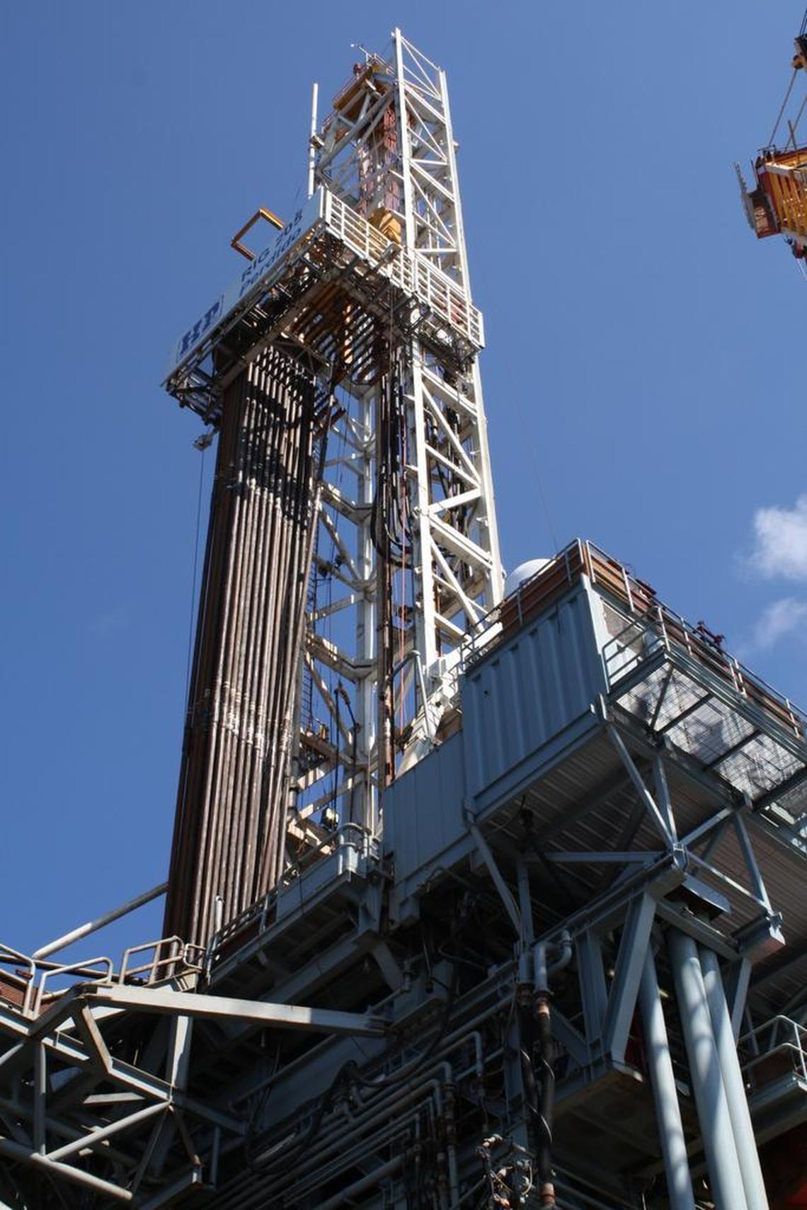 An oil rig in the Gulf of Mexico, 200 miles south of Galveston, Texas.