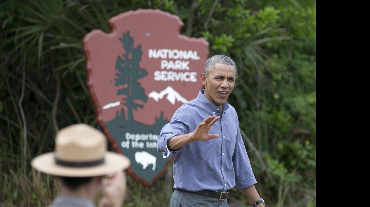 
President Barack Obama visits Everglades National Park on Earth Day, Wednesday, April 22, 2015.
