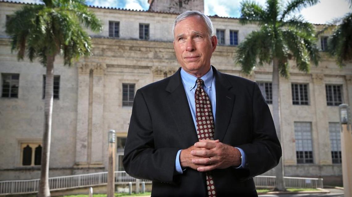 Federal prosecutor Pat Sullivan outside Miami’s older federal courthouse. He’s retiring after a 46-year career that pitted him in court against a string of high-profile defendants, from ex-Panamanian dictator Manuel Noriega to the Miami River Cops.