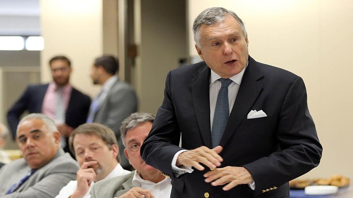 Former Miami Mayor Maurice Ferré meets with cities and colleagues on transit issues in 2015.