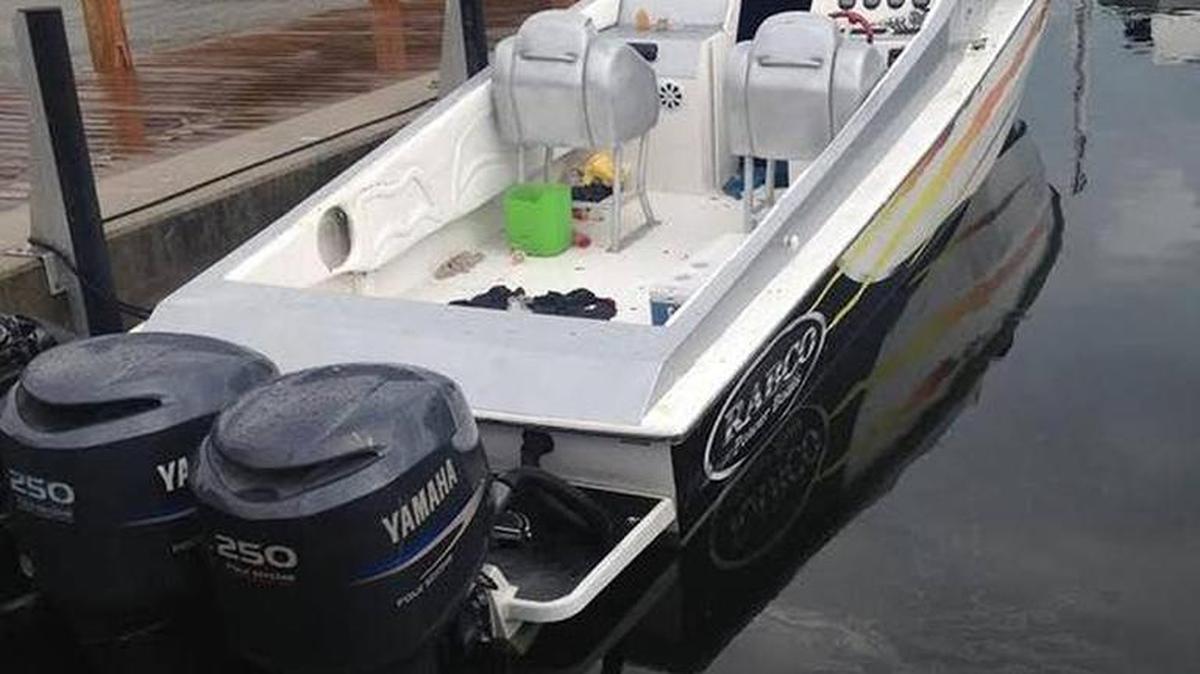 The go-fast boat seized by the federal government early Sunday in Key Largo near Ocean Reef.