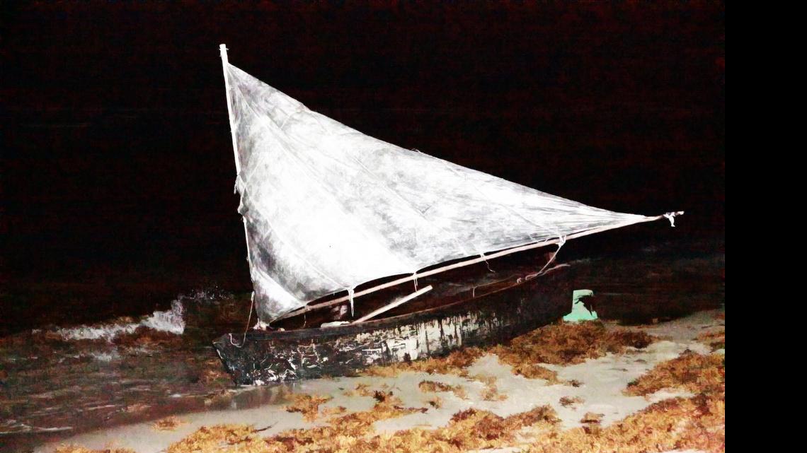 
Four immigrants from Cuba arrived at Hallandale Beach on this craft.
