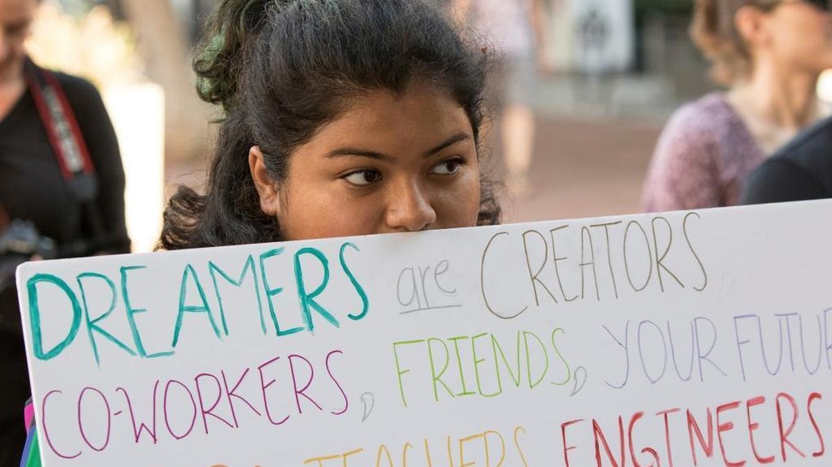 Hundreds took to the street of downtown Santa Ana to protest the removal of DACA on Sept. 5, 2017 in Santa Ana, Calif.