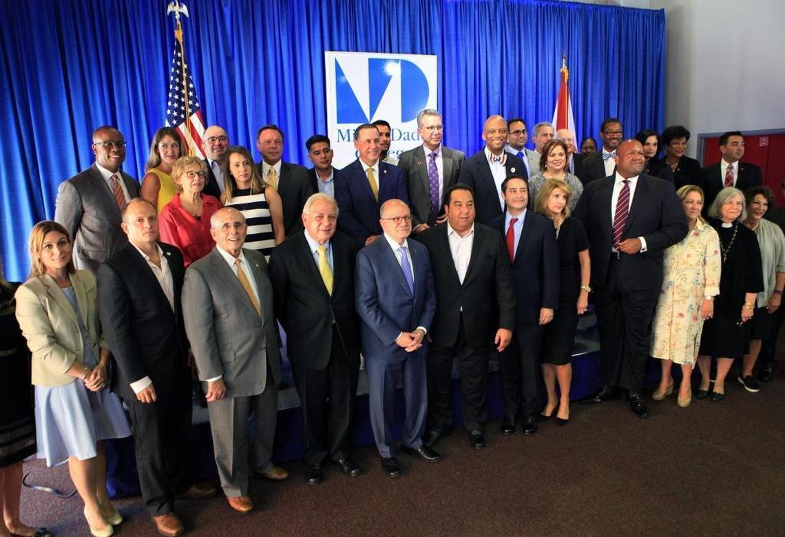 Group photo of the participants during a conference at Miami Dade College’s Wolfson Campus on Wednesday, August 30, 2017 where dozens of education, elected, advocacy, community, faith, business and civic leaders convened to support the Deferred Action for Childhood Arrivals (DACA) program.