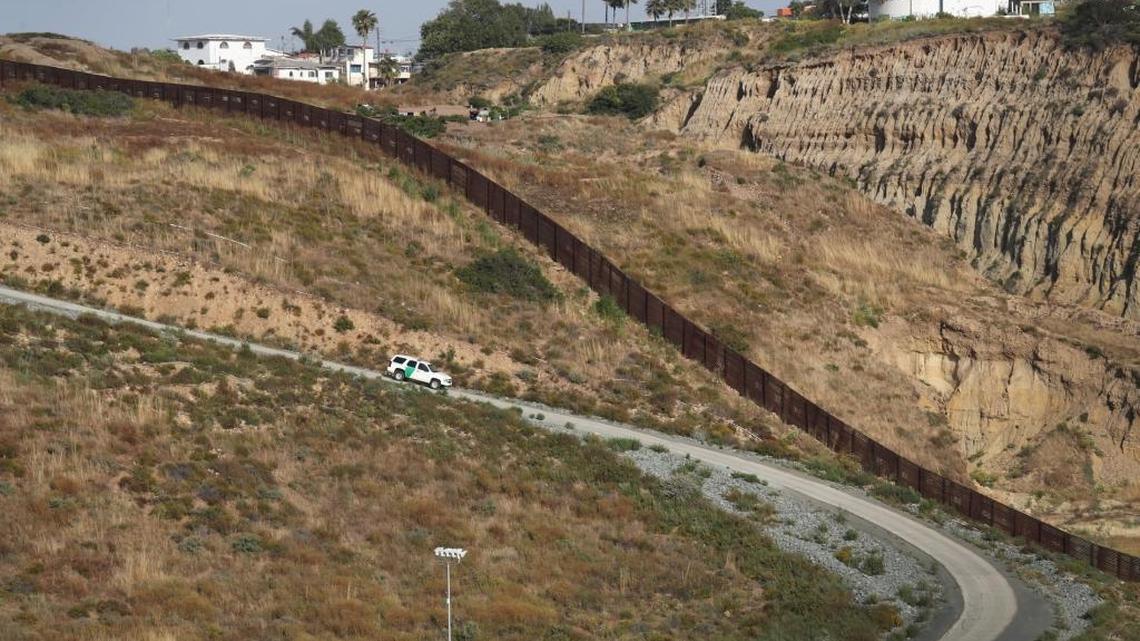 A U.S. Border Patrol vehicle patrols near the U.S-Mexico border on May 11, 2017 in San Diego, California. The border spans almost 2,000 miles from the Gulf of Mexico to the Pacific Ocean and is fenced for some 700 miles of its total length.