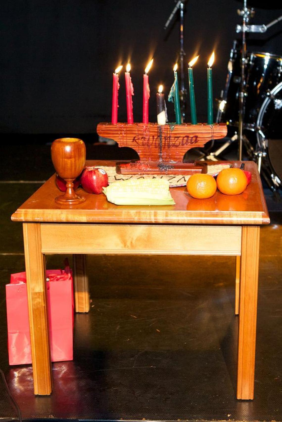 Kwanzaa is celebrated from Dec. 26 to Jan. 1. Here is a table set up in a previous year for a celebration at the African Heritage Cultural Arts Center.