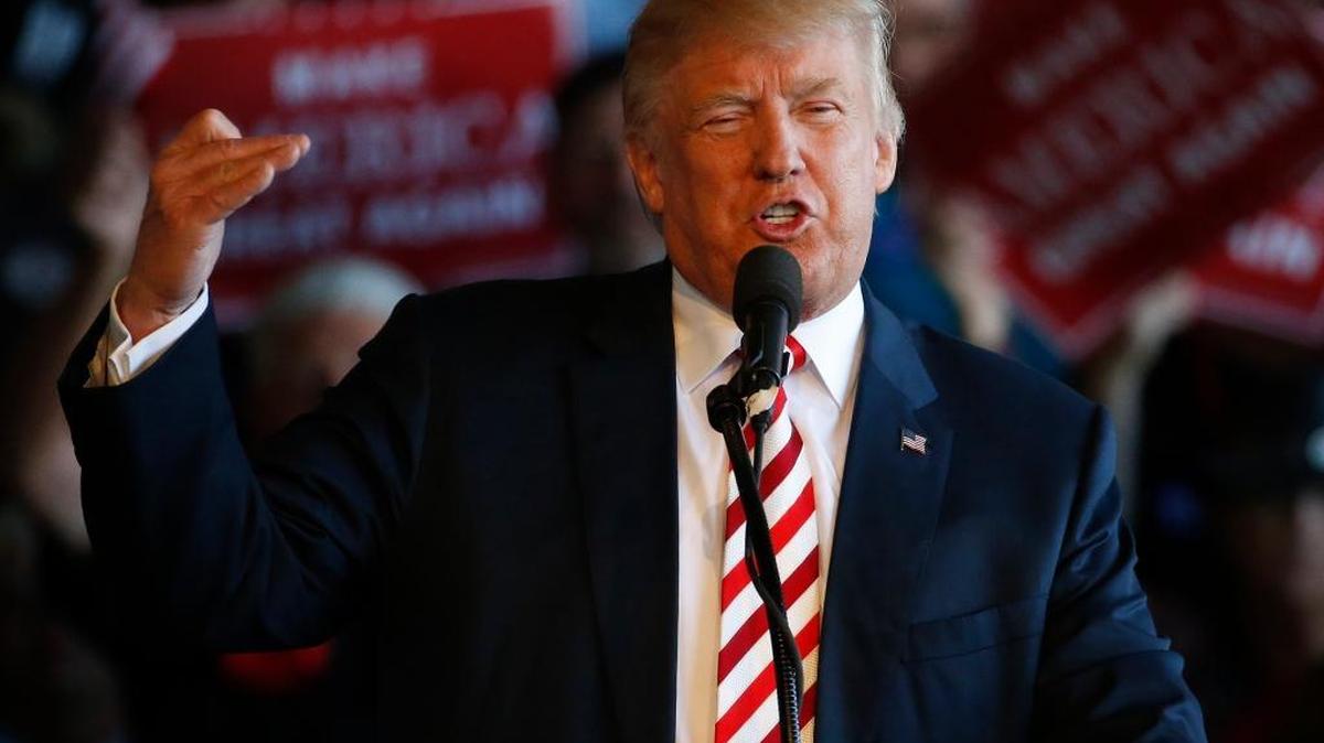 Republican presidential candidate Donald Trump speaks at a campaign rally, Tuesday, Oct. 18, 2016, in Grand Junction, Colorado.