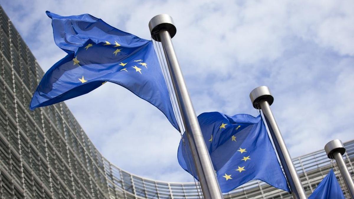 Outside the building of the European Commission in Brussels, Belgium , following the UK decision to secede from the European Union.