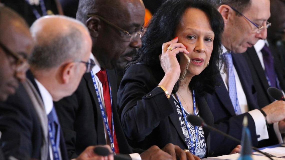 Carmen Velásquez, Venezuela’interim representative at the OAS, awaits the start of the organization’s inaugural session on June 4 in Washington.