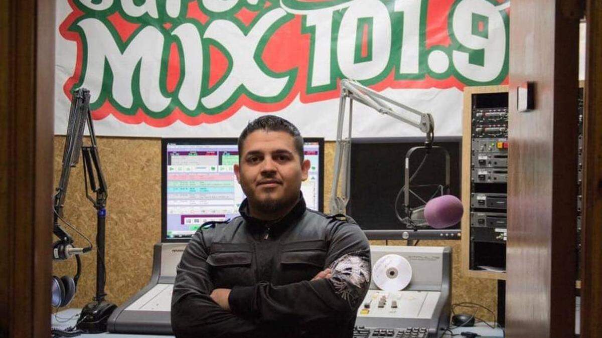 Alonso Guillen is pictured at his job as a radio host in Lufkin, Texas. The 31-year-old ‘Dreamer’ died in Houston last week while trying to rescue victims from Hurricane Harvey.