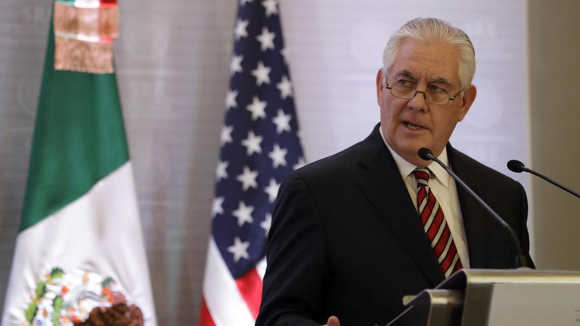 Secretary of State Rex Tillerson speaks at a press conference in Mexico on Feb. 2.