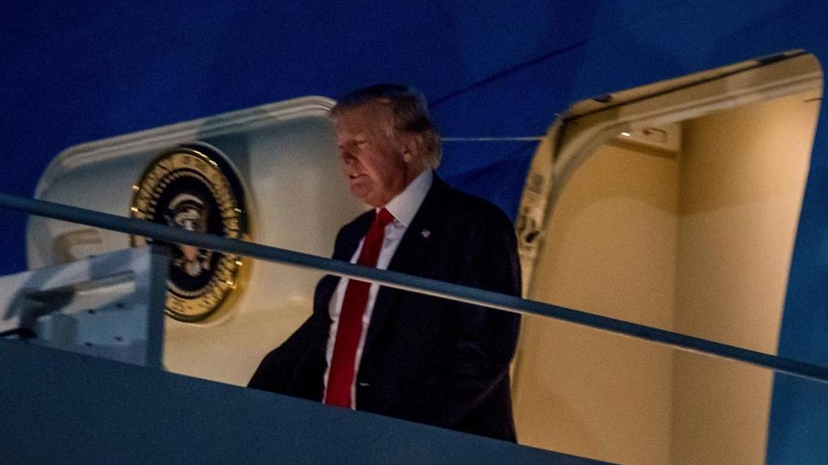 President Donald Trump arrives at Andrews Air Force Base, Md., to board Marine One for a short trip to the White House on Tuesday, June 13, 2017, after traveling to Milwaukee.