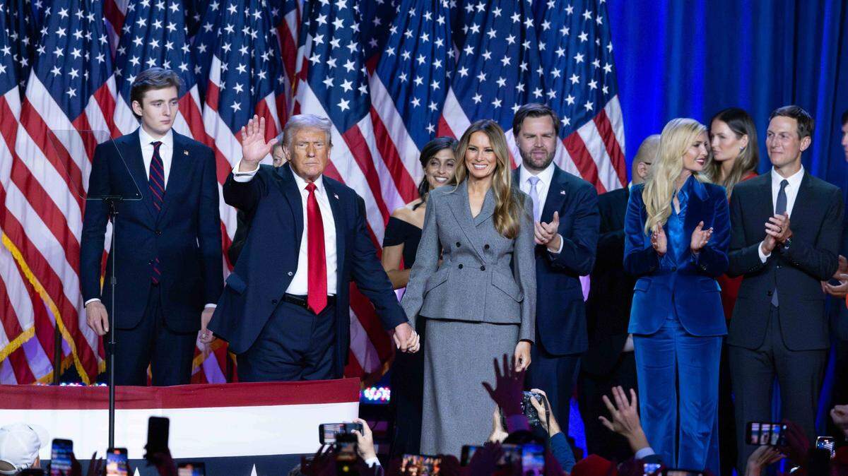 Donald Trump makes his acceptance speech on election night at the Palm Beach County Convention Center in West Palm Beach.