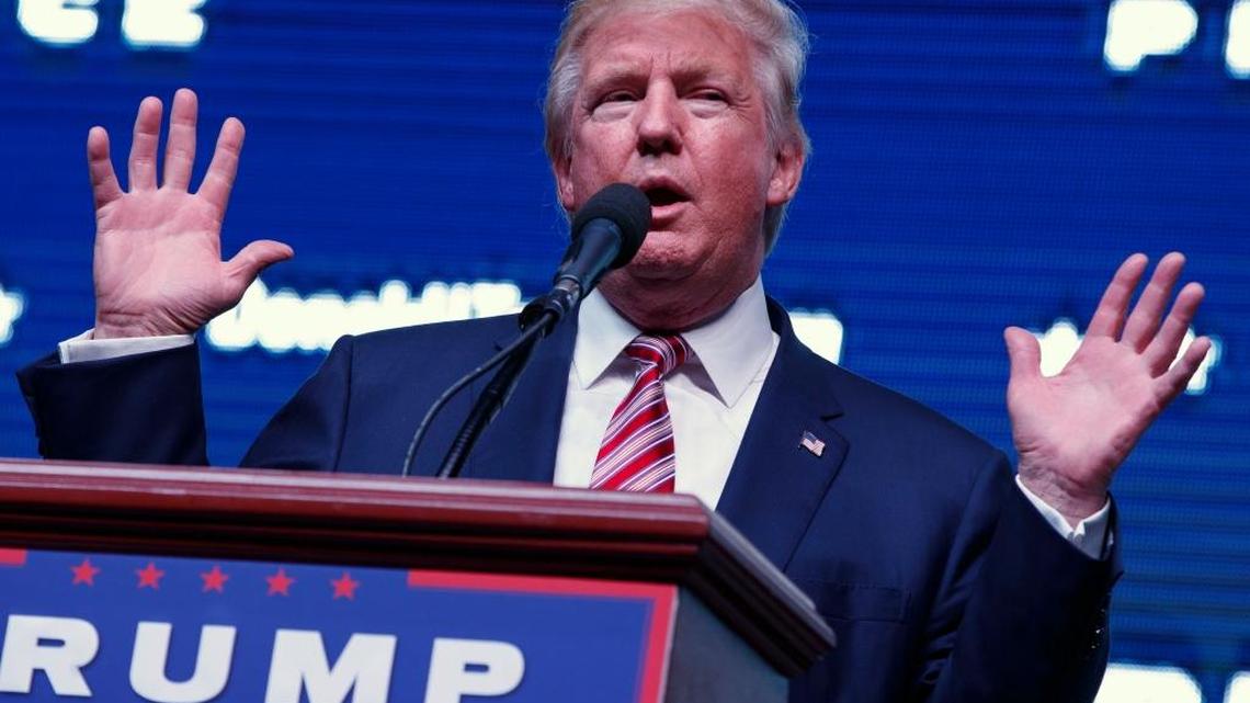 Republican presidential candidate Donald Trump speaks during a campaign rally, Tuesday, Oct. 11, 2016, in Panama City, Fla.