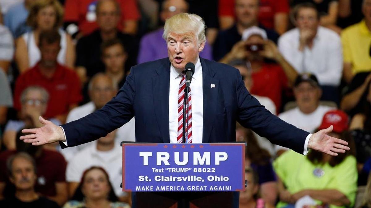 Republican presidential candidate Donald Trump speaks during a rally at Ohio University Eastern Campus in St. Clairsville, Ohio, Tuesday, June 28, 2016.