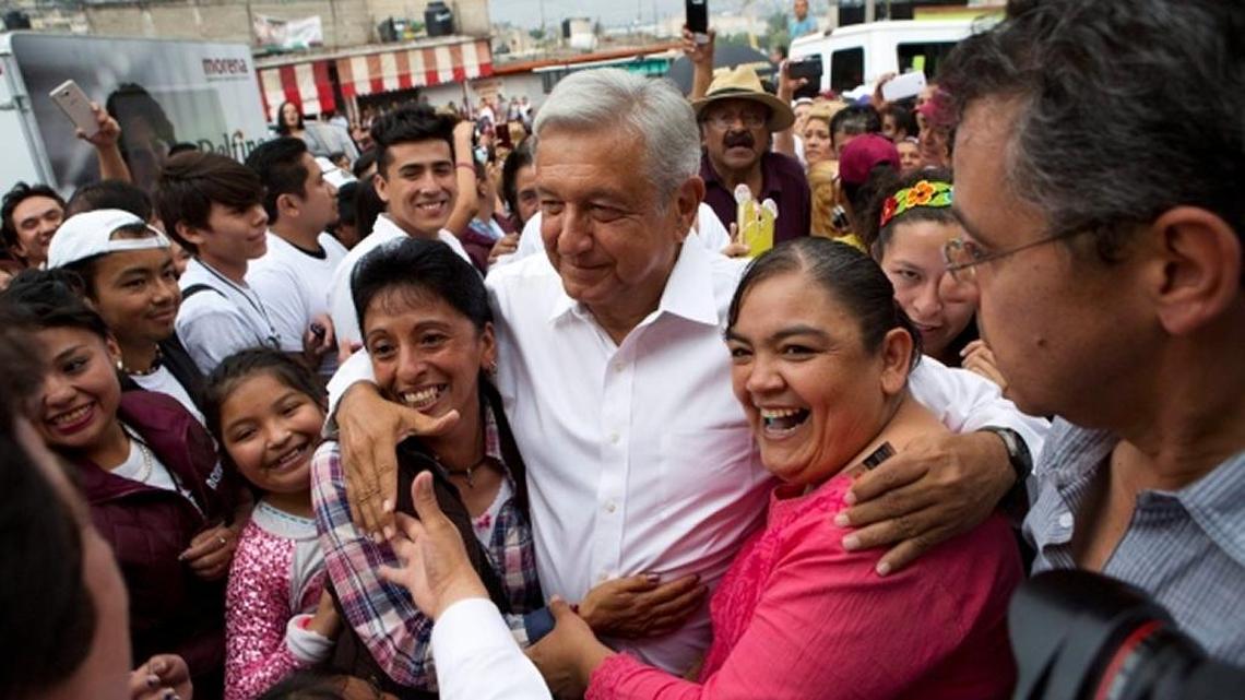 Leftist candidate Andres Manuel Lopez Obrador, center, is the favorite to win the upcoming presidential election in Mexico.