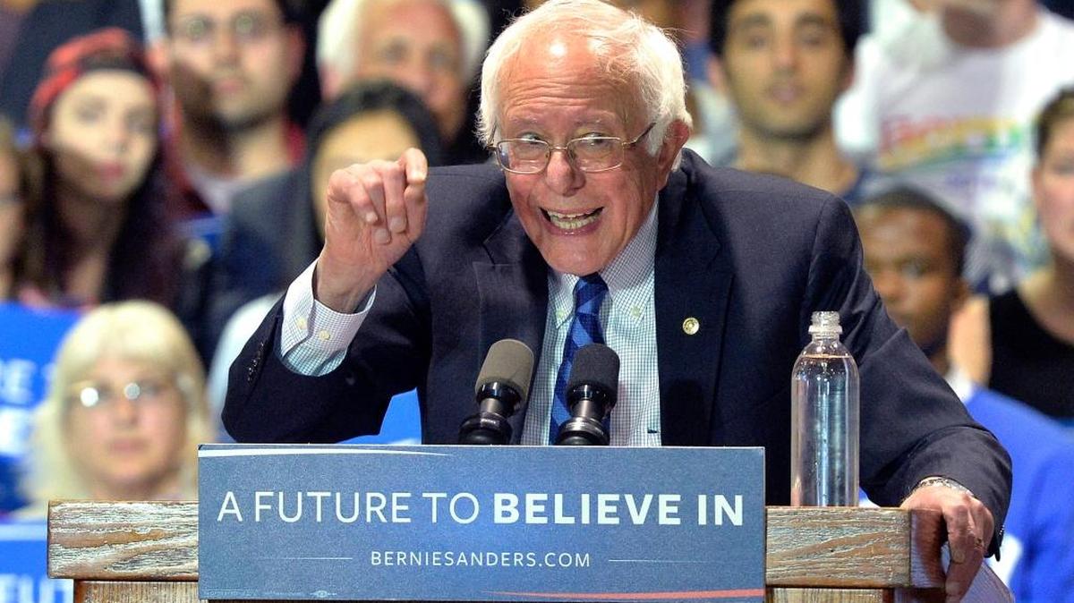 Democratic presidential candidate Bernie Sanders speaks to a gathering of supporters during a campaign rally at the Lexington Convention Center on Wednesday in Lexington, Kentucky.