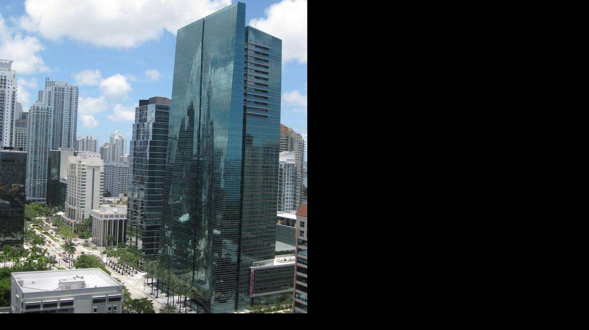 
In Brickell Avenue's condo and office canyon, buildings reflect each other. 
