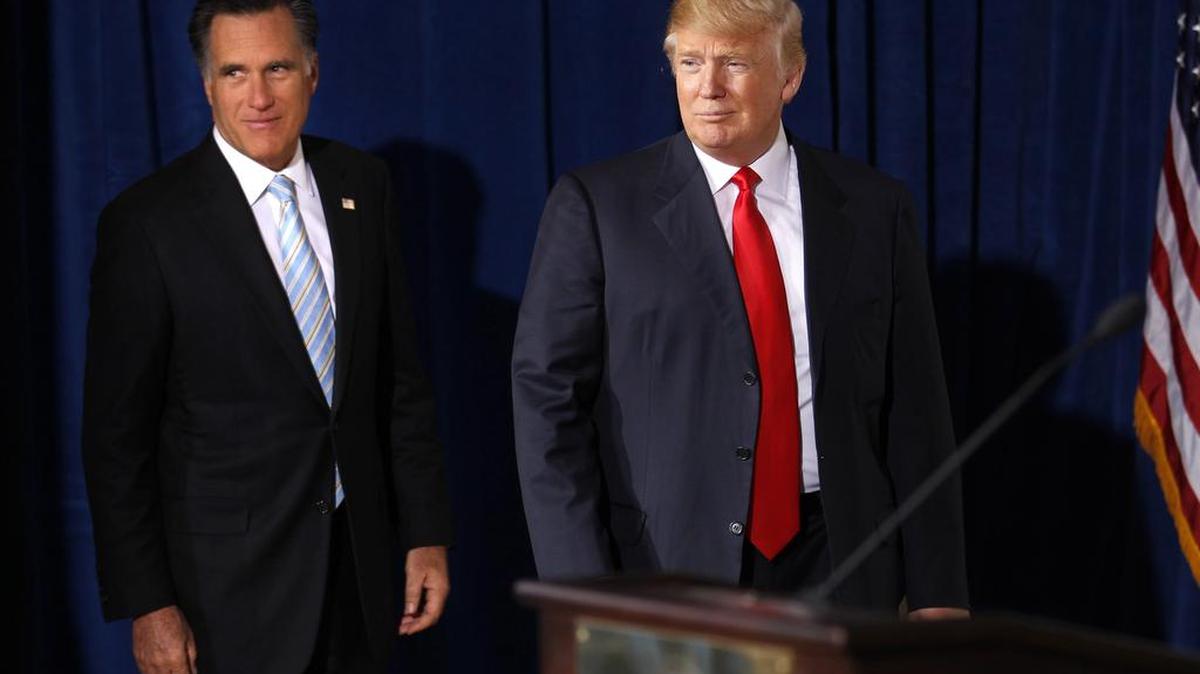 Mitt Romney and Donald Trump in friendlier times, during the 2012 presidential campaign.
