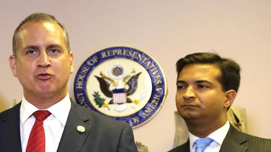 South Florida congressmen Mario Díaz Balart, left, and Carlos Curbelo voted in favor of the Trumpcare bill.