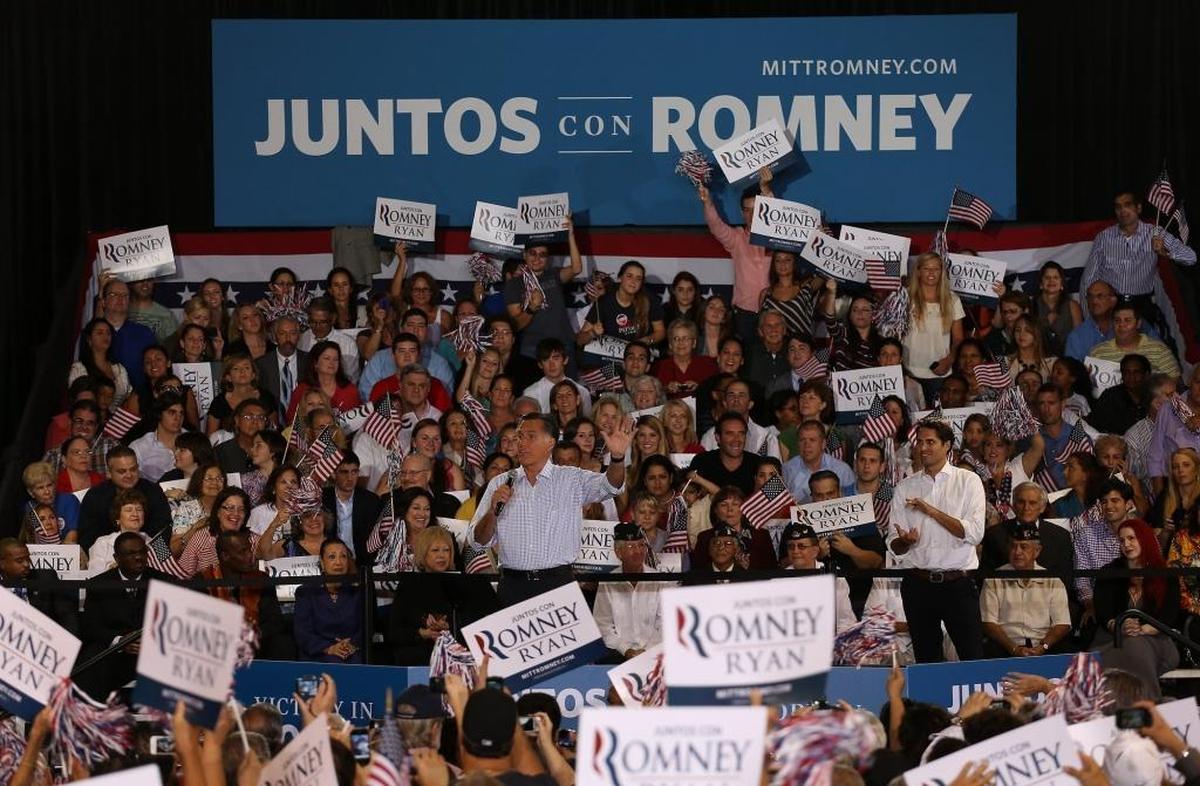 Mitt Romney at a rally in Miami during his campaign for the presidency in 2012.