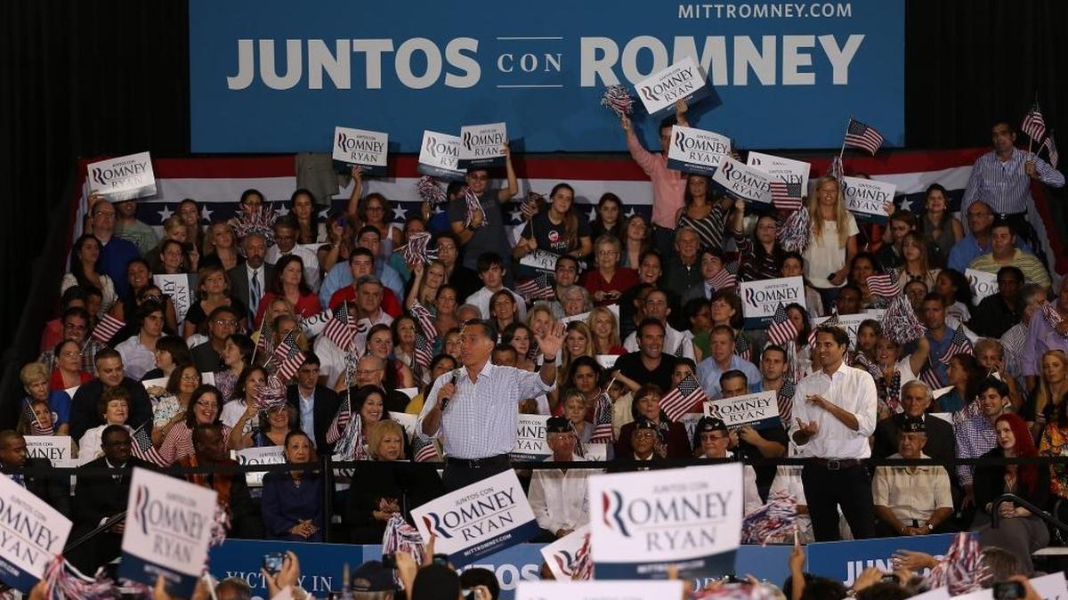 Mitt Romney at a rally in Miami during his campaign for the presidency in 2012.