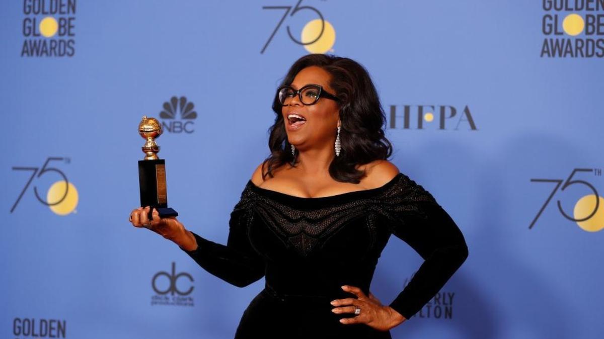 Oprah Winfrey backstage at the 75th Annual Golden Globes at the Beverly Hilton Hotel in Beverly Hills on Sunday.