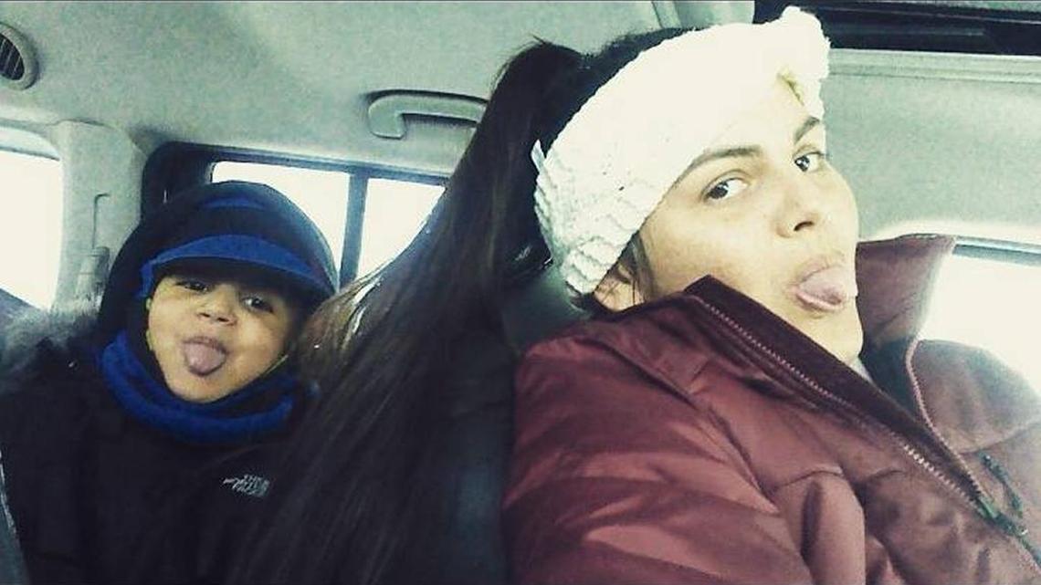 Heather Meadows playing around with her son, in a Facebook photo.