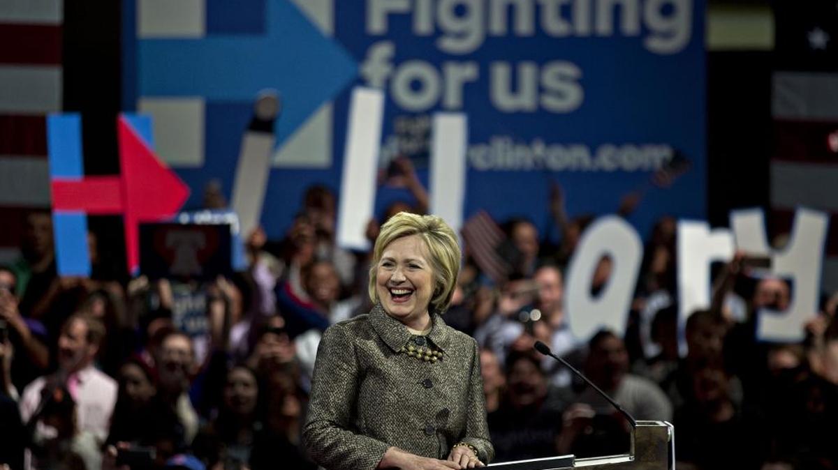 Democratic presidential candidate Hillary Clinton speaks during an election night event at the Philadelphia Convention Center in Philadelphia on Tuesday.