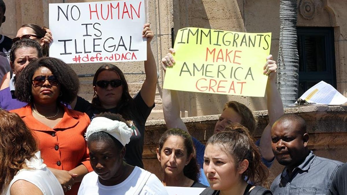 A group of Dreamers, TPS holders, elected officials, faith leaders, labor, and community organizations attended a rally to defend the Deferred Action for Childhood Arrivals (DACA) program in front of the MDC Freedom Tower in Miami, on Tuesday, September 5, 2017.