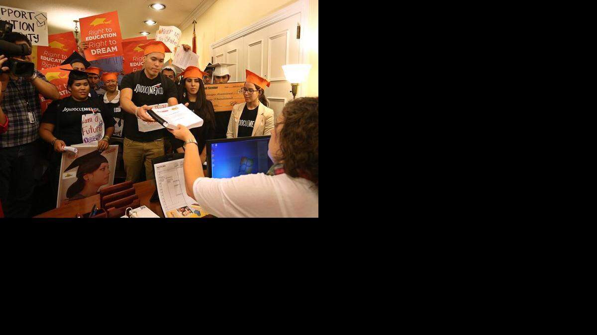 
Julio Calderon (center) in Tallahassee working to get undocumented students in-state tuition.
