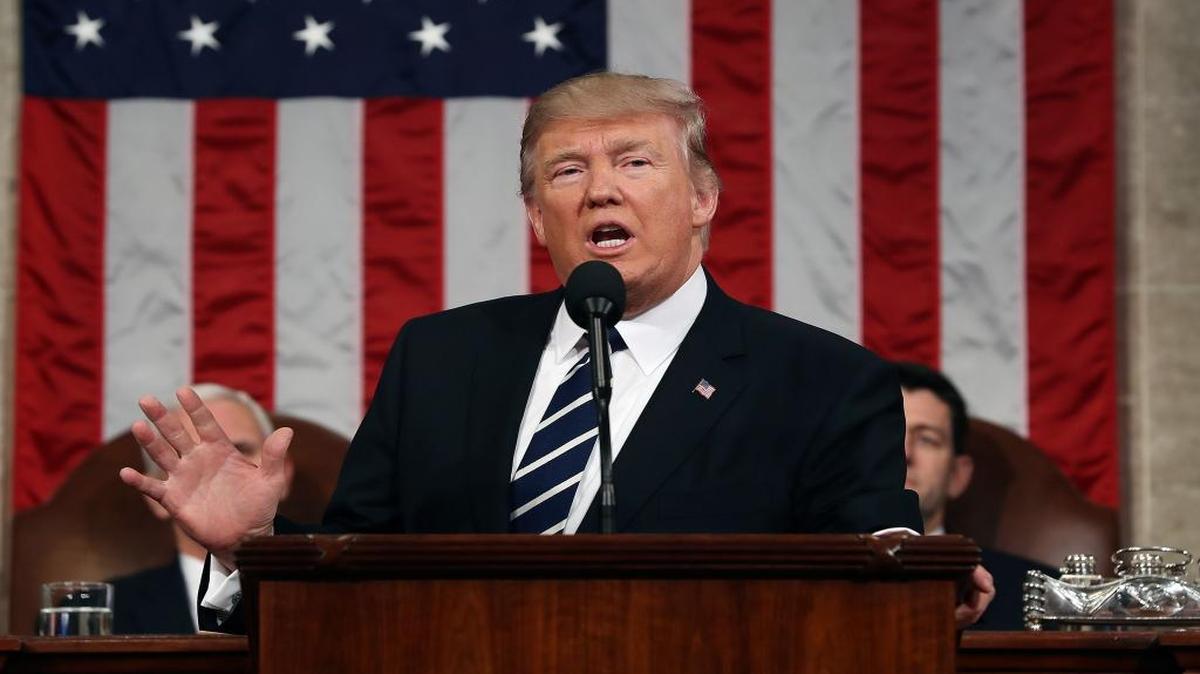 President Donald Trump speaks on Capitol Hill in Washington, Tuesday, Feb. 28, 2017, during his address to a joint session of Congress.