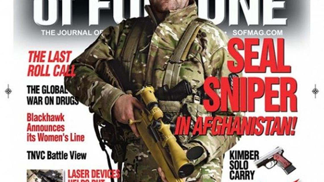 Former U.S. Navy SEAL Brandon Webb appears on the cover of Soldier of Fortune in 2012.