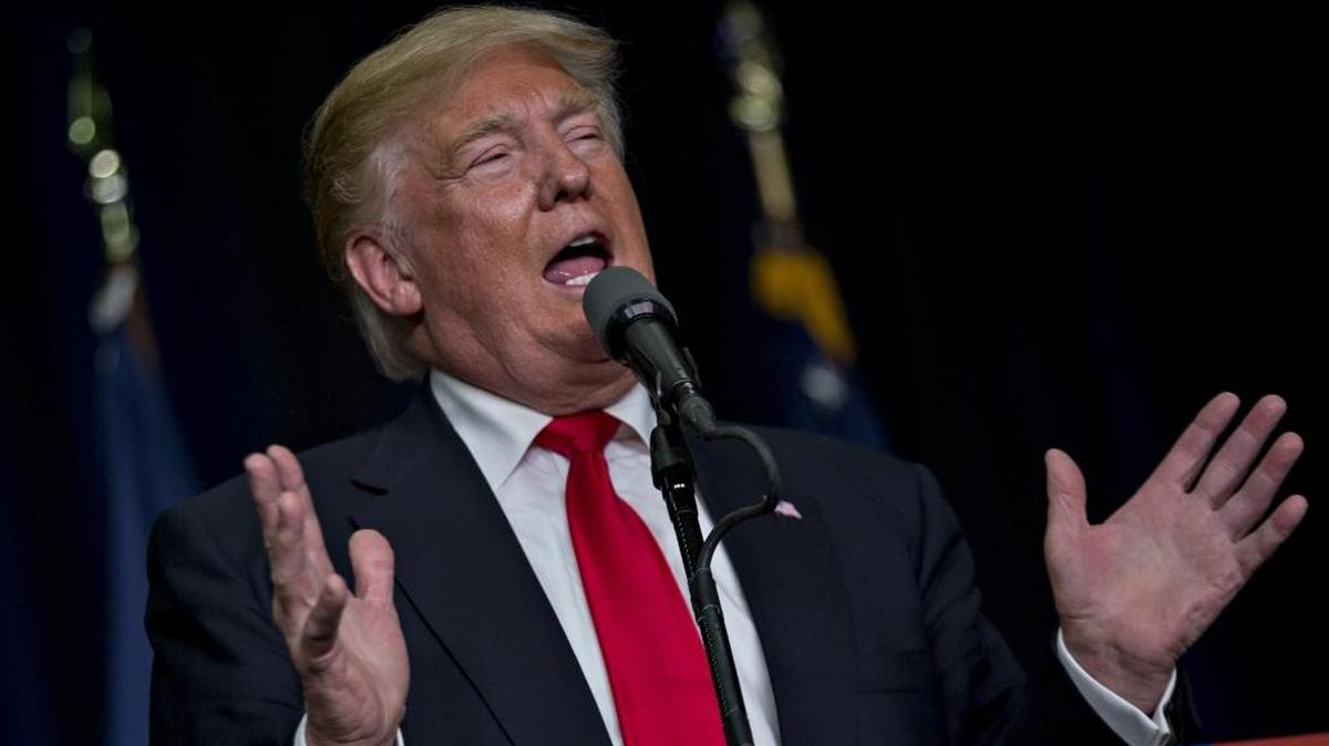Donald Trump speaks during a campaign rally at West Chester University in West Chester, Pennsylvania, on Monday.