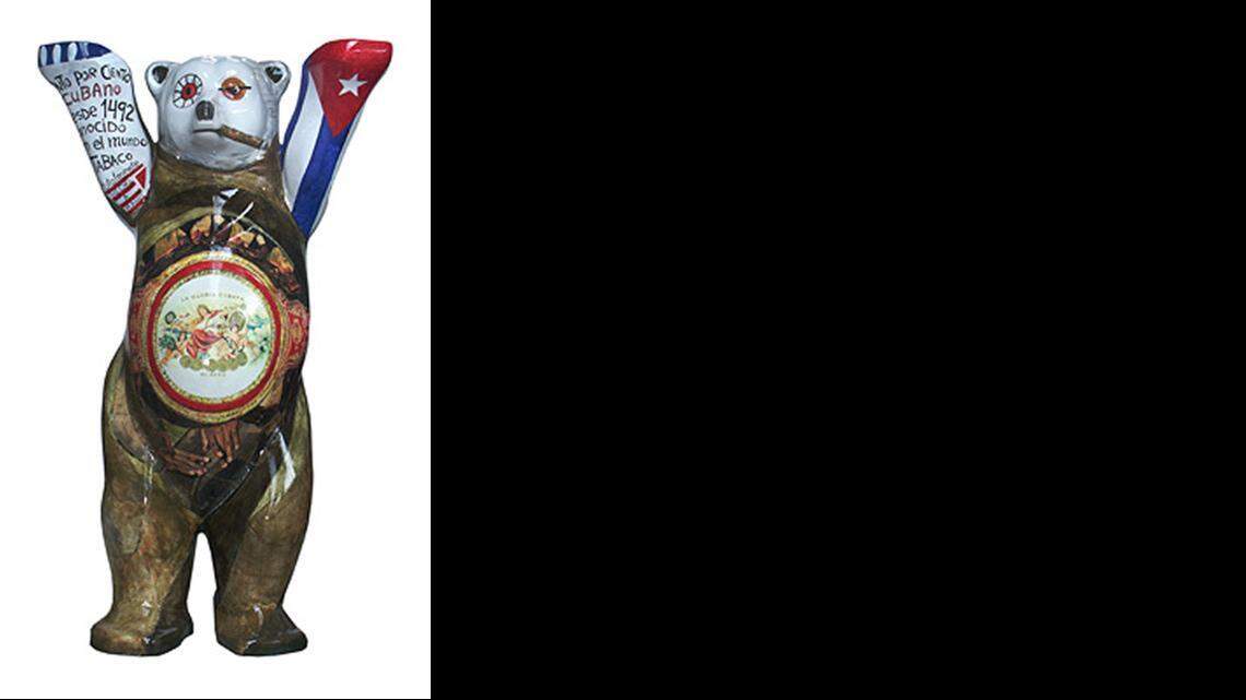 
The Cuban cigar-smoking bear named “Siboney,” by artist Nancy Torres.
