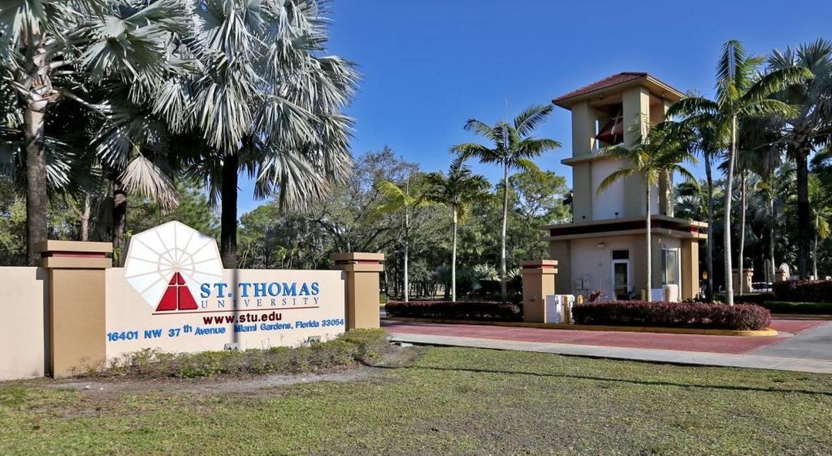 The west entrance of St. Thomas University in Miami Gardens.