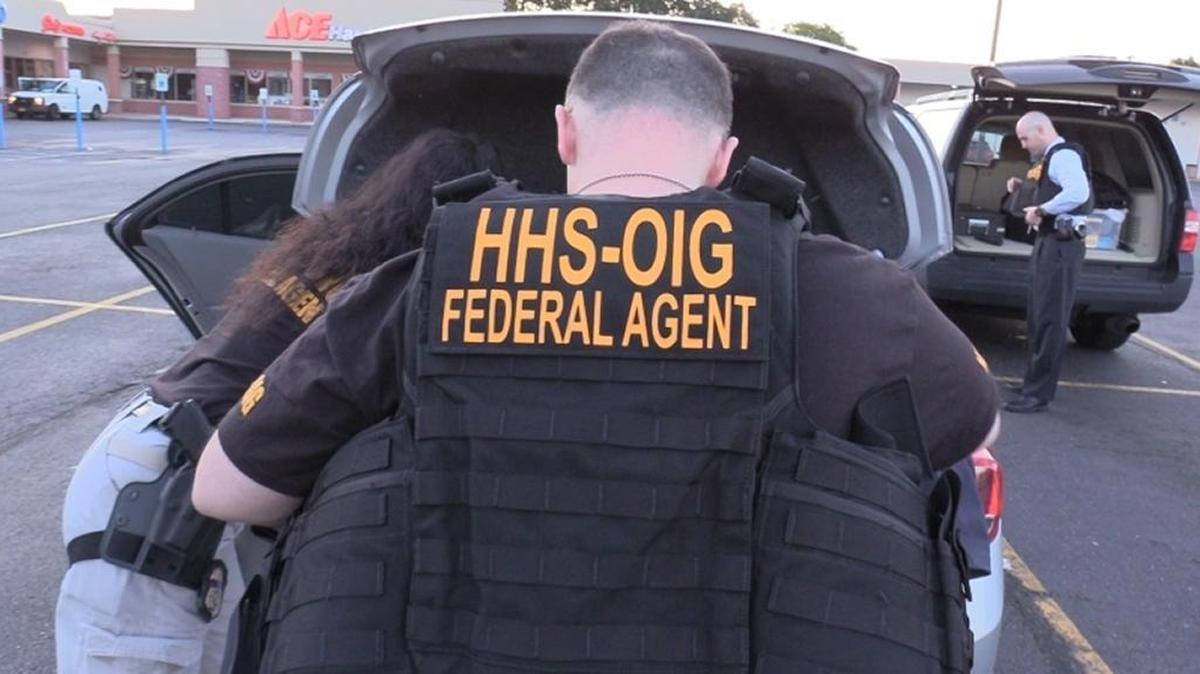 Agents with the U.S. Department of Health and Human Services’ Office of Inspector General gear up before Thursday’s healthcare fraud takedown, which brought charges against 412 defendants across the country, including 115 doctors, nurses and other licensed medical professionals, for their alleged participation in health care fraud schemes involving approximately $1.3 billion in false billings.
