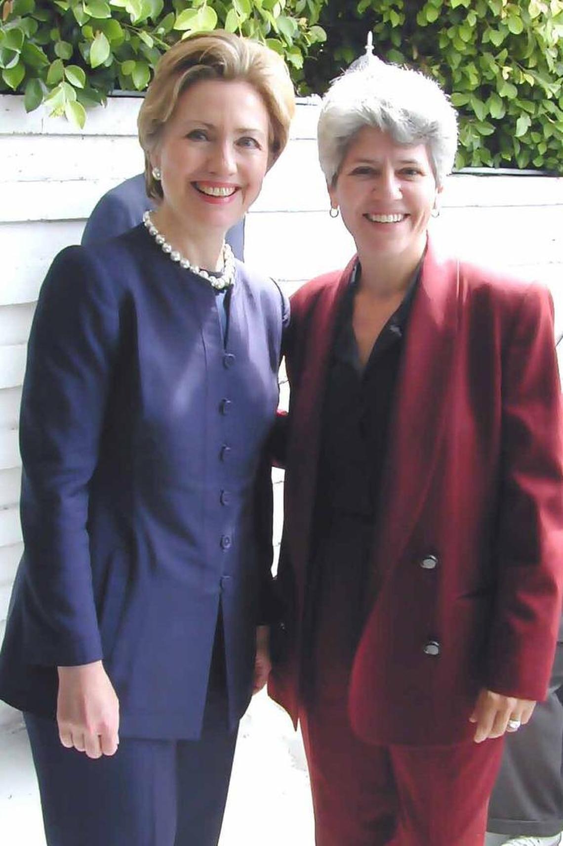 Sen. Hillary Clinton, then representing New York, meets with filmmaker JD Disalvatore on the 2008 campaign trail. “Sisterhood of the traveling pantsuits,” is how JD captioned the photo on Facebook.