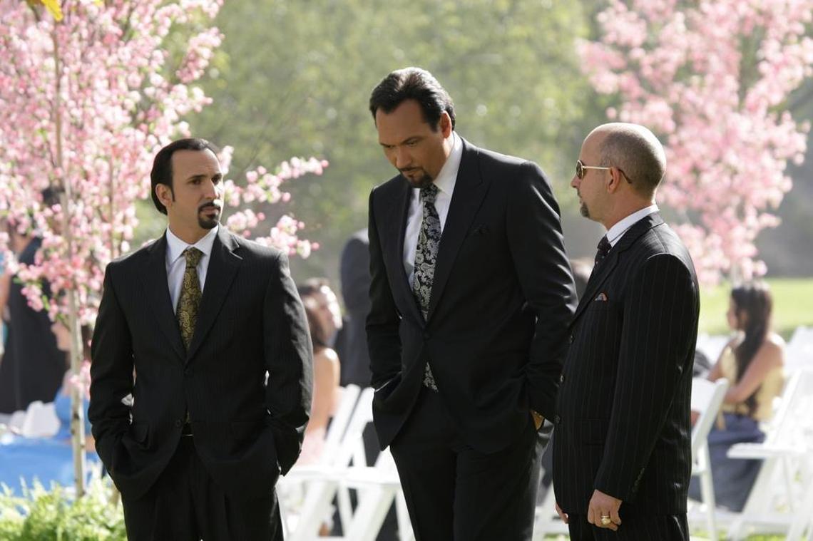 Julio Oscar Mechoso, right, in a 2007 promotional still for the TV show “Cane” starring Jimmy Smits, center, and Oscar Torre, left.