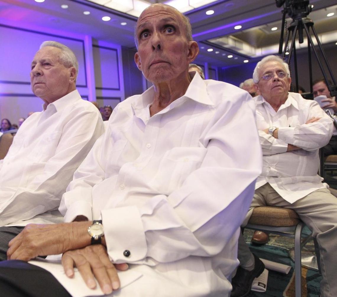 Alberto Hernandez listened to Mario Diaz-Balart (R-Fla.) give a speech during “All For A Free Cuba,” a coming together of people inside and outside Cuba calling for the end of the Castro Regime. The event was held in the Miami Airport Hilton on Oct. 11, 2016.