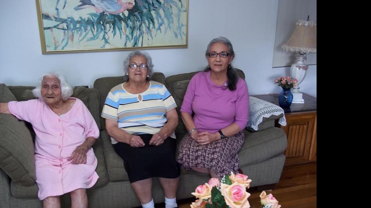 
THREE-GENERATION PORTRAIT: Antonia Gerena Rivera, at 110 on Jan. 20, 2011, at her Miami home with daughter Carmen Solis Gerena Rivera de Sepulveda, then 85, and granddaughter Jennie Jimenez, then 66. 
